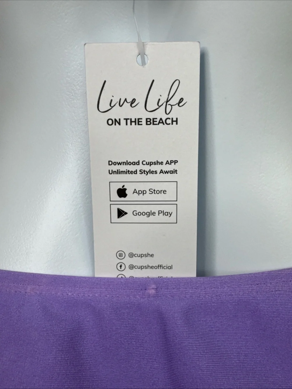 Cupshe Two Piece Swimsuit Bracelet/Full Coverage Bottom Purple Womens Sz XL NWT